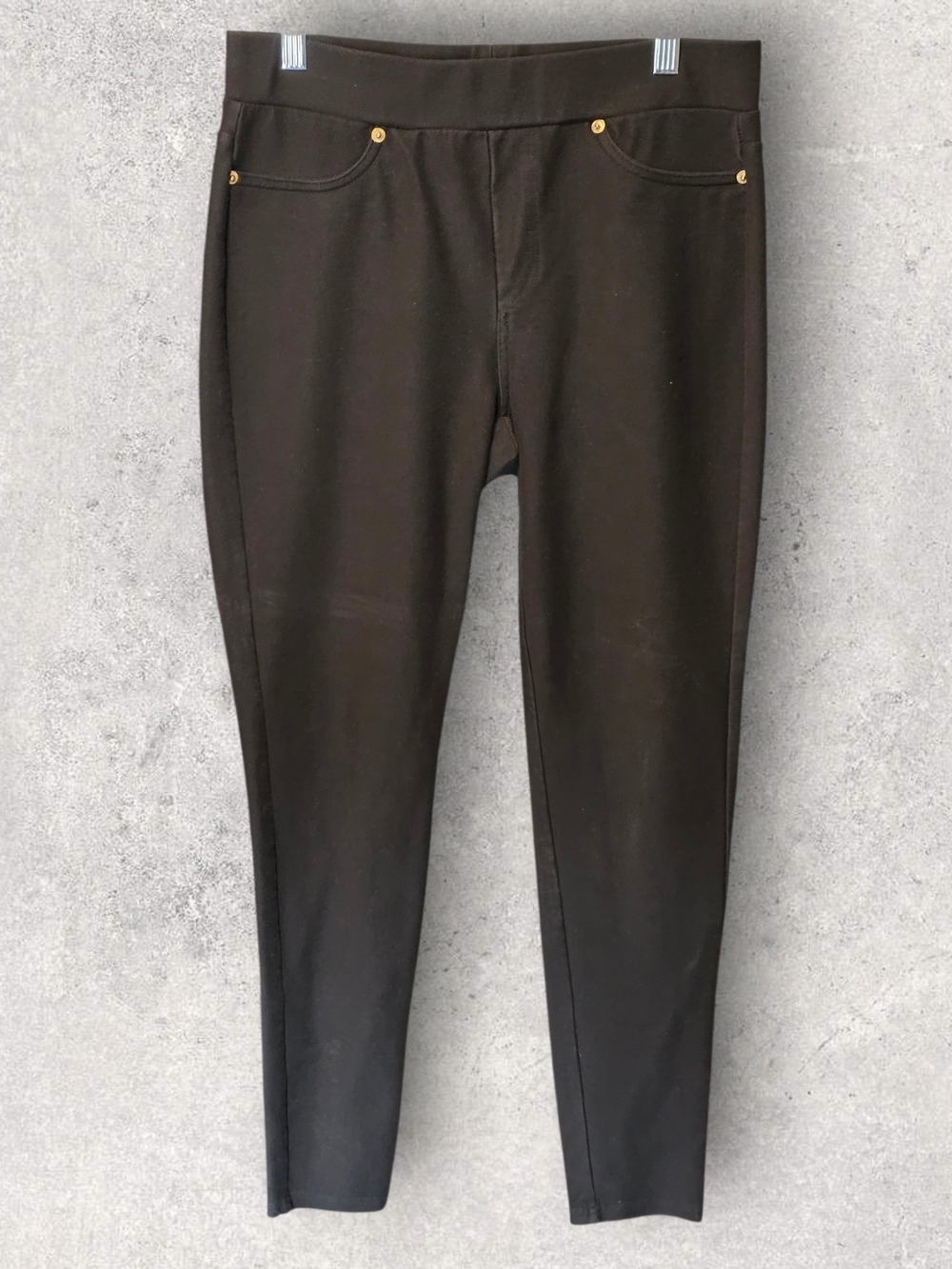 Michael Kors Slim Black Jeggings with Gold-Tone Accents